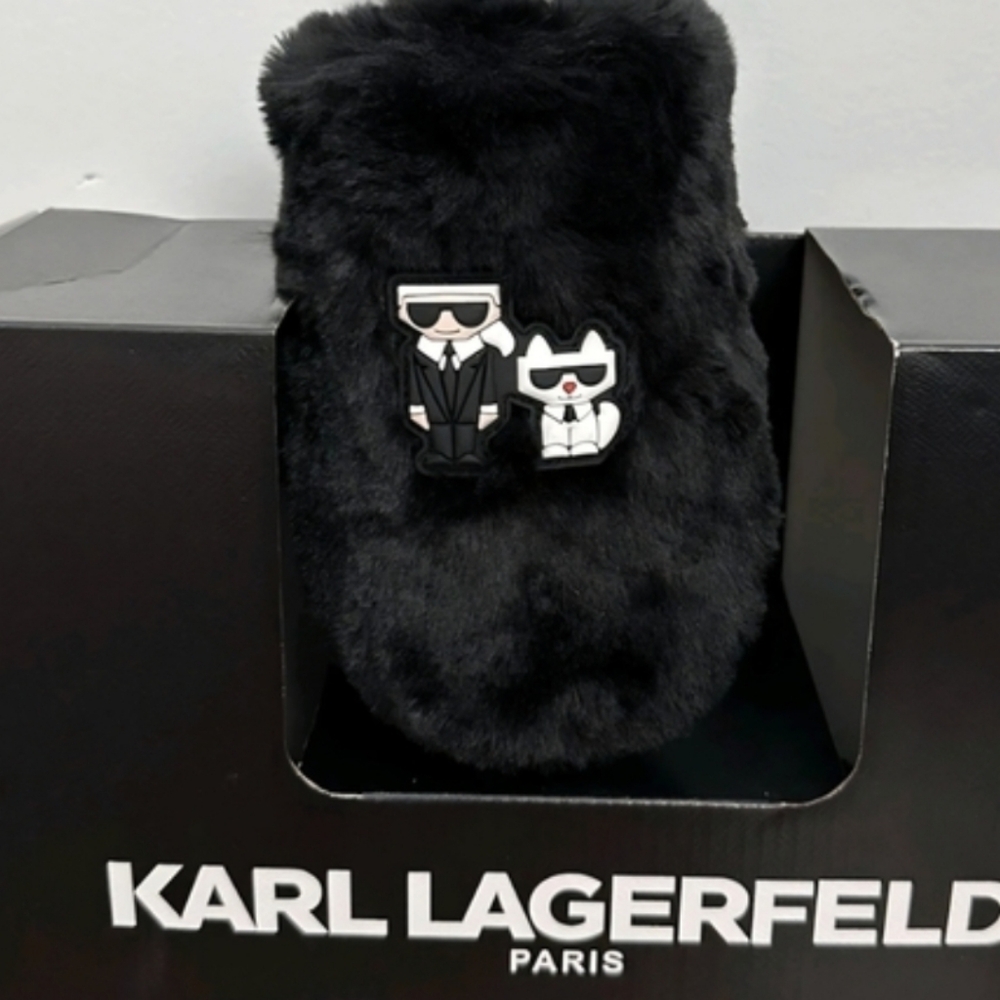 Karl Lagerfeld Paris Jacqui Faux Fur Slippers Womens Size US 8 M